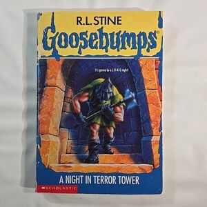 Goosebumps: A Night in Terror Tower by R.L. Stine - Yellow & Blue Cover